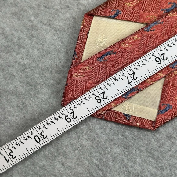 Tommy Bahama Mens Neck Tie Coral Orange Blue Golf 100% Silk Made In USA - Picture 3 of 5